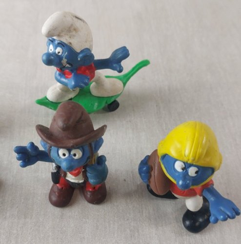 Lot d'anciennes figurines, Schtroumpf en PVC, Schleich / Peyo
