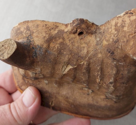 Lot d'anciennes moitiés de moules forme agneau, en terre cuite vernissé, Alsace ^