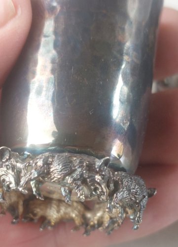 Lot d'anciennes timbales / gobelets,  Emil Hermann Waldstetten, en argent massif