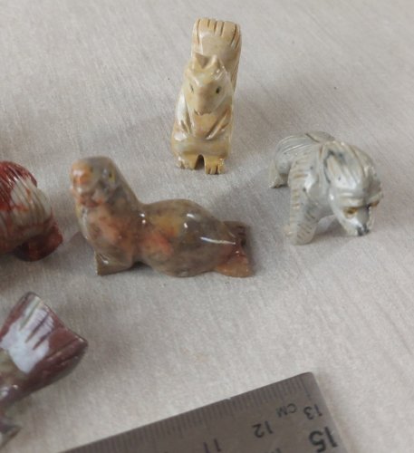 Lot d'anciens animaux, sculptés dans pierre, Made in Peru