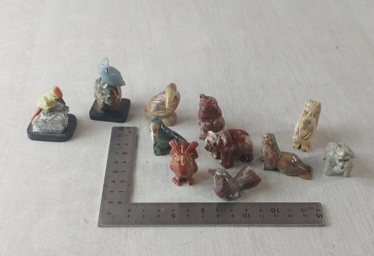 Lot d'anciens animaux, sculptés dans pierre, Made in Peru