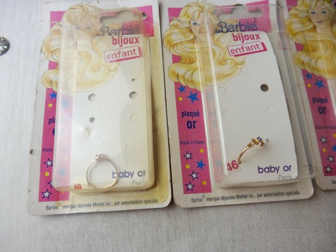 Lot d'anciens bijoux pour enfants, Barbie, Baby Or, en plaqué or, vintage