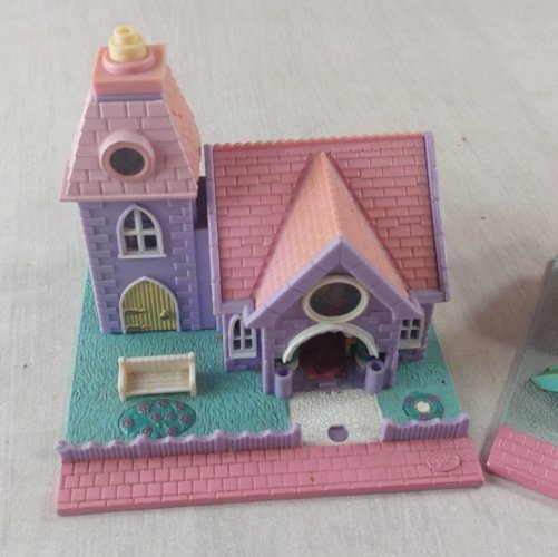 Lot d'anciens Polly Pocket, chapelle mariage + magasin de jouet, Bluebird