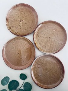 Set of Brutalist Stoneware Dessert Plates - Wabi Sabi