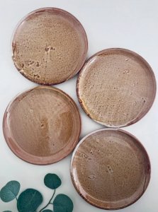 Set of Brutalist Stoneware Dessert Plates - Wabi Sabi