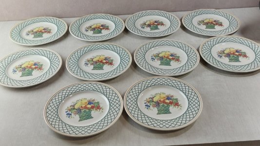 Set of 10 dessert plates, Basket decor, made of Villeroy & Boch ceramic
