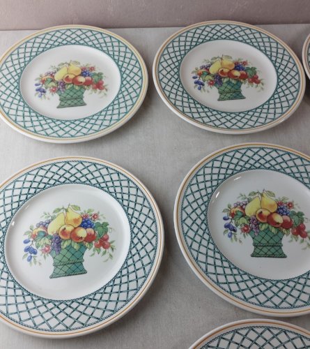Lot de 10 assiettes à dessert, décor Basket, en céramique de Villeroy & Boch ^