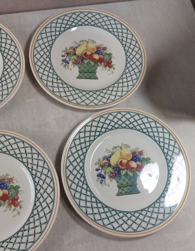 Lot de 10 assiettes à dessert, décor Basket, en céramique de Villeroy & Boch ^