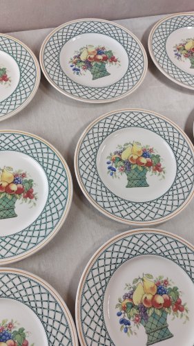 Lot de 10 assiettes à dessert, décor Basket, en céramique de Villeroy & Boch ^