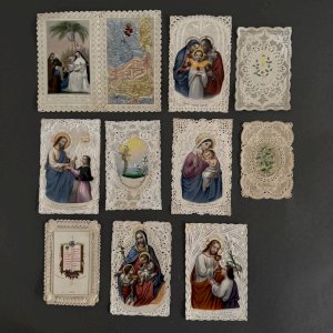 Lot de 10 images pieuses ou canivets dont une double XIXe A5779