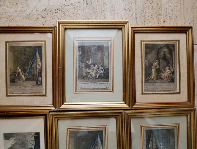 lot de 10 petits cadres (gravure?) style 18eme en bon etat general