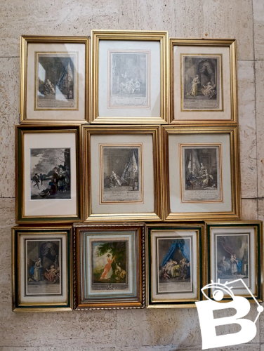 lot de 10 petits cadres (gravure?) style 18eme en bon etat general