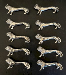 lot de 10 porte-couteaux  LION  en métal argenté décoration art de la table
