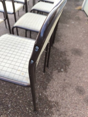 Lot de 12 chaises danois métal et tissu vintage