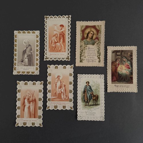 Lot de 13 images pieuses ou canivets XIXe  A5778