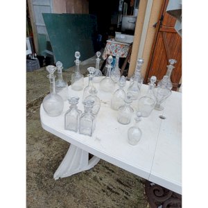 Set of 18 Glass and Crystal Carafes