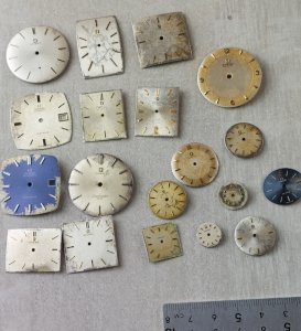 Set of 19 vintage watch dials, Omega including Automatic.