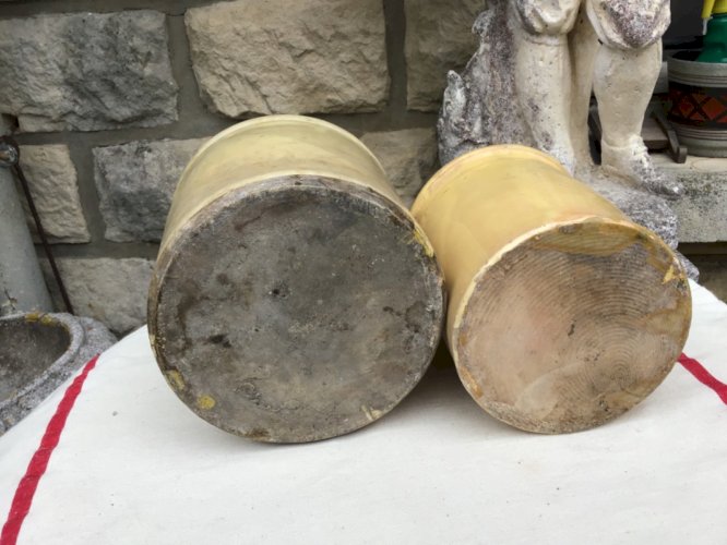 Lot de 2 Ancien pot à graisse en grès Art Populaire fin 19ème ou début 20ème