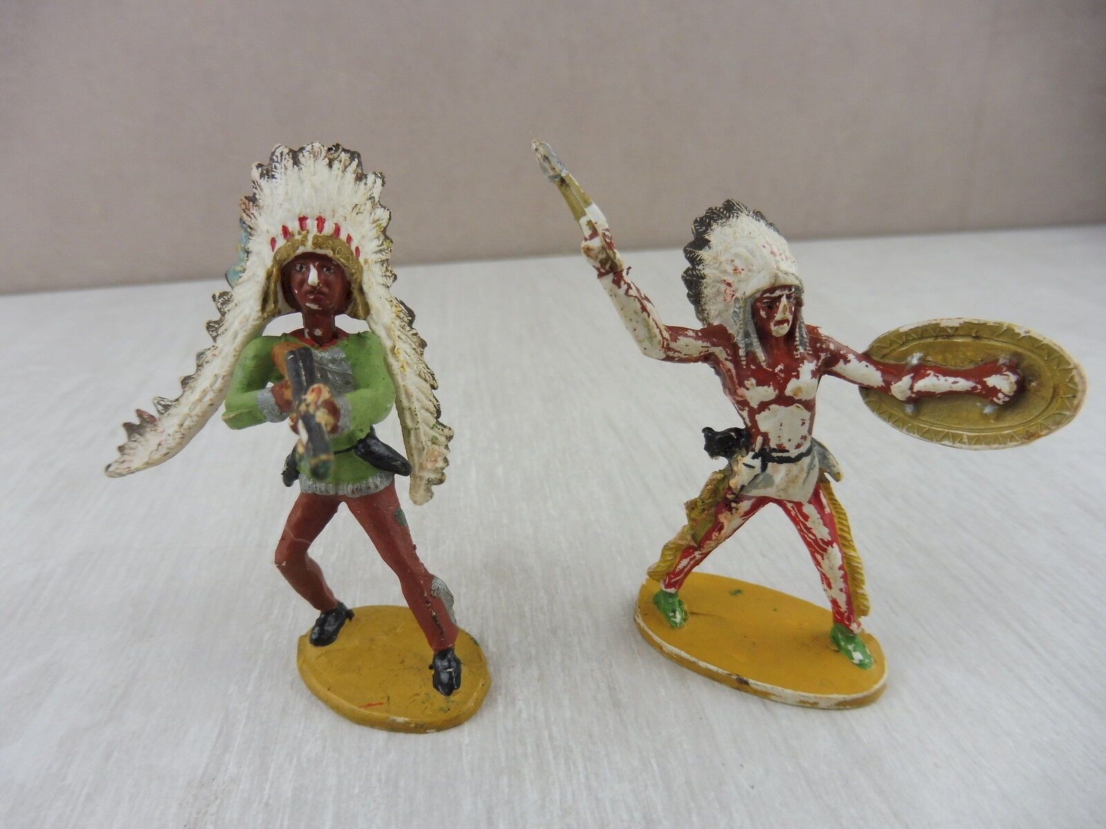 Lot De 2 Soldats Indiens Anciens - Marque Merten Germany, Occasion Avec Usures De Peinture