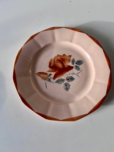 Lot de 2 assiettes anciennes en faïence Sarreguemines à décor floral