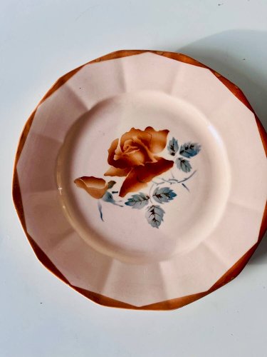 Lot de 2 assiettes anciennes en faïence Sarreguemines à décor floral