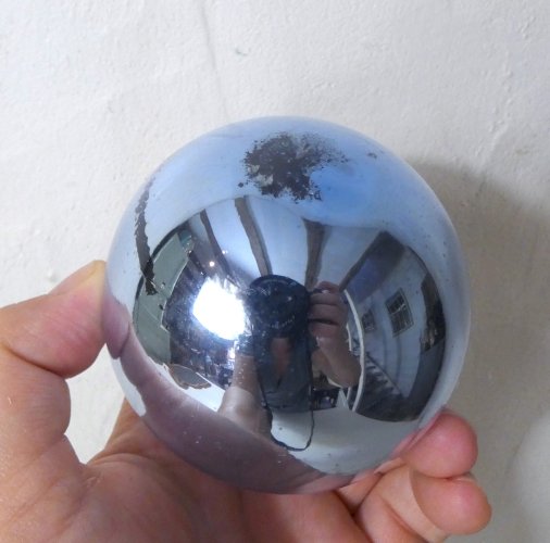 Lot de 2 boules de Noël anciennes en verre soufflé bleu