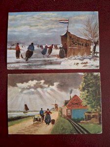 Set of 2 unused postcards of Jones sewing machines Brussels