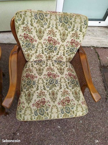 Lot de 2 fauteuil bois cannage - cocktail - chippendale
