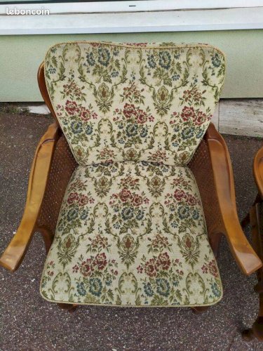 Lot de 2 fauteuil bois cannage - cocktail - chippendale