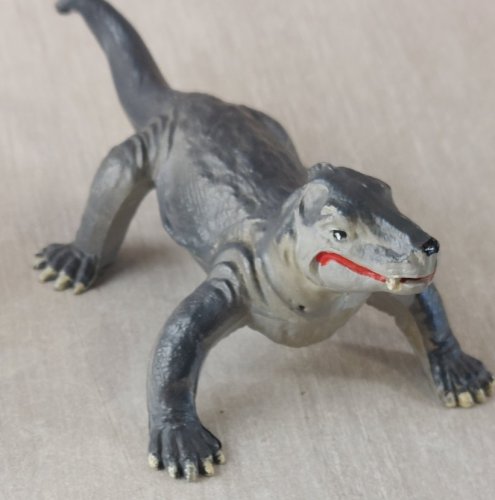 Lot de 2 figurines dinosaure, Cynognatus, en plastique peint, Starlux ^