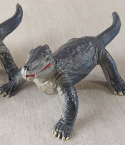 Lot de 2 figurines dinosaure, Cynognatus, en plastique peint, Starlux ^