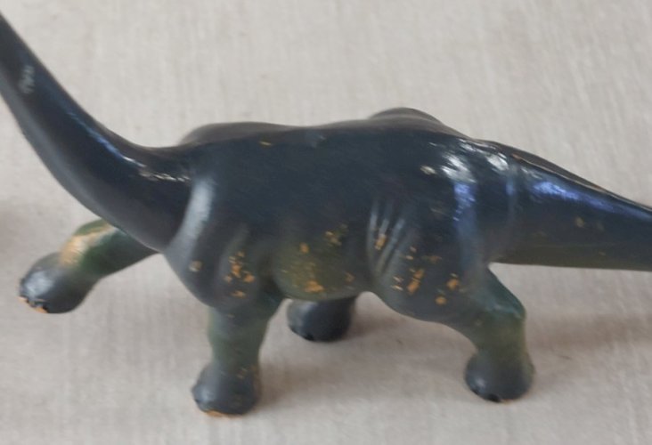 Lot de 2 figurines dinosaure, Diplodocus, en plastique peint, Starlux ^