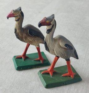Set of 2 Phororhacos dinosaur figurines, painted plastic, Starlux