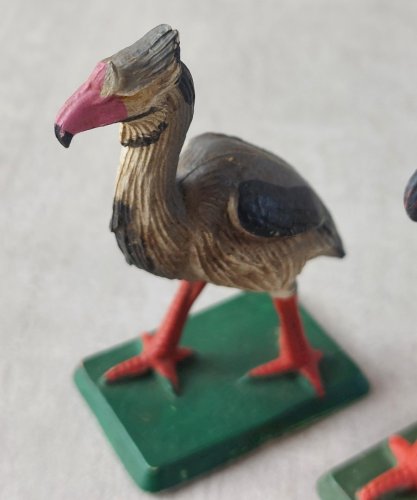 Lot de 2 figurines dinosaure, Phororhacos, en plastique peint, Starlux ^