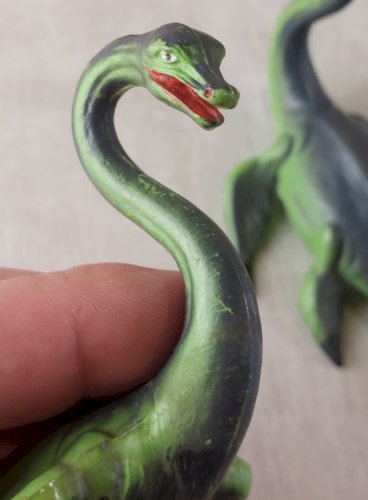 Lot de 2 figurines dinosaure, Plesiosaure, en plastique peint, Starlux ^