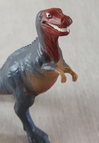 Lot de 2 figurines dinosaure, Tyrannosaure, en plastique peint, Starlux ^