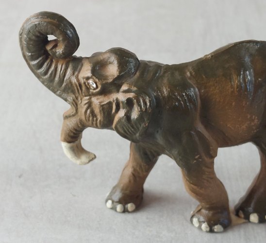 Lot de 2 figurines préhistoire, mammouth + Dinothérium, en plastique, Starlux ^