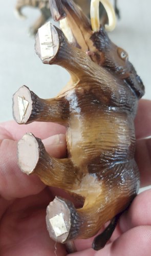 Lot de 2 figurines préhistoire, mammouth + Dinothérium, en plastique, Starlux ^
