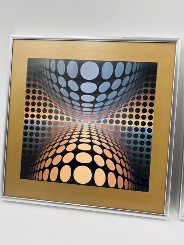 Lot de 2 folios sous cadre V.Vasarely