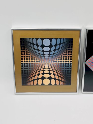 Lot de 2 folios sous cadre V.Vasarely
