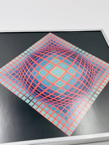 Lot de 2 folios sous cadre V.Vasarely