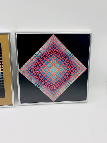 Lot de 2 folios sous cadre V.Vasarely