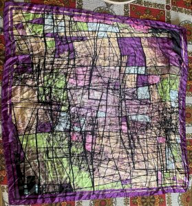 lot de 2 Foulards TORRENTE en soie vintage décor abstrait
