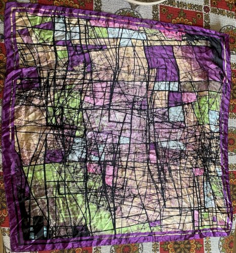 lot de 2 Foulards TORRENTE en soie vintage décor abstrait