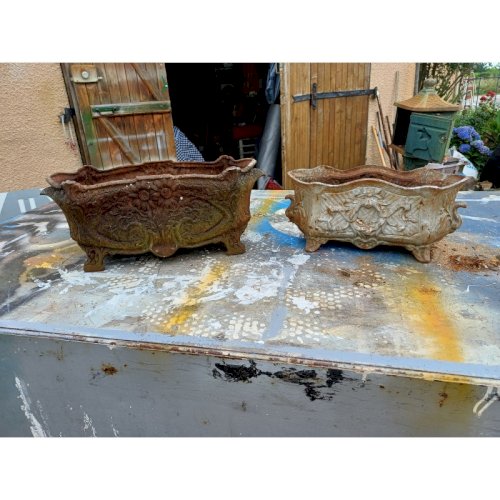 Lot de 2 Jardinières en Fonte 1900 de Charleville - Mézières