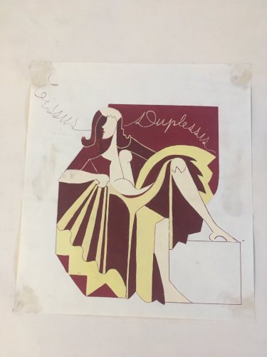 Lot De 2  Peinture Papier Gouache Femme Cubiste Cubisme 1960 A Identifier