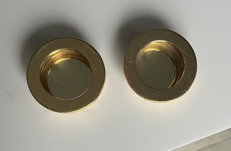 lot de 2 poignees cuvette laiton tire doigts pour porte coulissante diam 40 mm