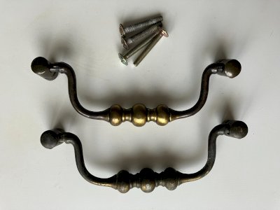 lot de 2 poignees pendantes de tiroir bronze entraxe 110 mm