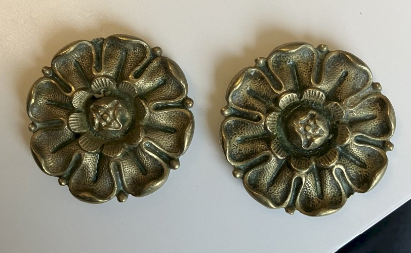 lot de 2 rosaces en bronze anciennes pr meuble embrasses rideau autre diam 53 mm