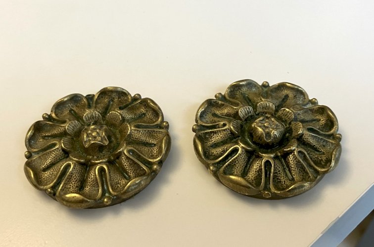 lot de 2 rosaces en bronze anciennes pr meuble embrasses rideau autre diam 53 mm